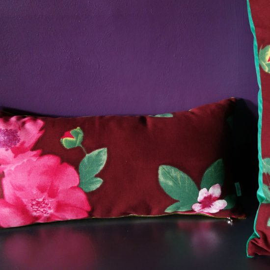 coussin createur Ln Fabrics haut de gamme tissu à fleurs Kenzo