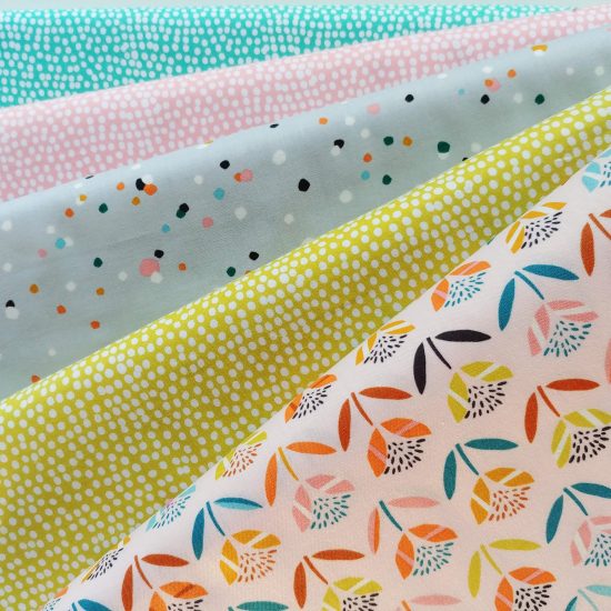 tissu imprimé dashwood studio hanging around flurry lime flurry blush flurry aqua loisirs créatifs couture patchwork