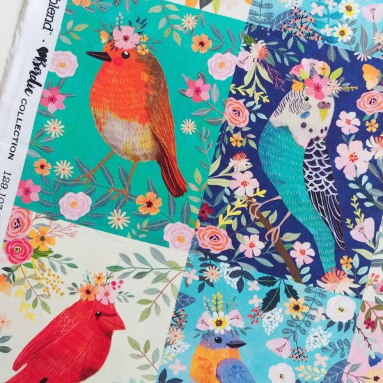 tissus créateurs cotons imprimés Birdie de Mia Charro pour Blend Fabrics idéal pour la couture créative patchwork et diy