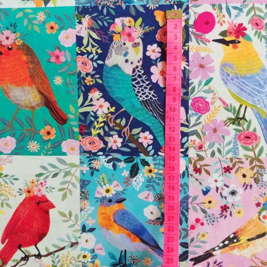tissus créateurs cotons imprimés Birdie de Mia Charro pour Blend Fabrics idéal pour la couture créative patchwork et diy