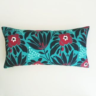 coussin createur Ln Fabrics haut de gamme tissu à fleurs Kenzo bleu canard