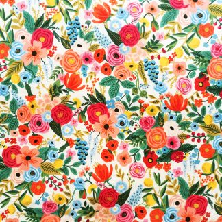tissu coton imprimé à fleurs multicolores Rifle Papaer Co pour Cotton and Steel couture creative et diy