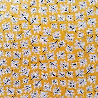 tissu coton imprimé Lost treasure Dashwood studio feuillage et fleurs sur fond couleur jaune safran
