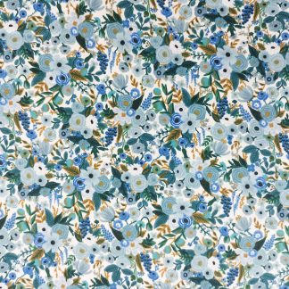 Tissu coton imprimé Rifle Paper Coo fleurs bleu écru cobalt, tendance et idéal pour accessoires et décoration