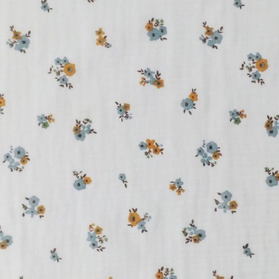 tissu gaze de coton Oeko Tex imprimé romantique et délicat,fleuri idéal pour la couture enfant