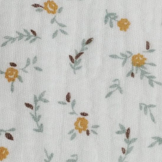 tissu gaze de coton Oeko Tex imprimé romantique et délicat,fleuri idéal pour la couture enfant