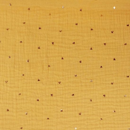 gaze de coton oeko-Tex sinnlig miel imprimé éventails dorés tissu idéal pour coudres des tenues légères pour l'été