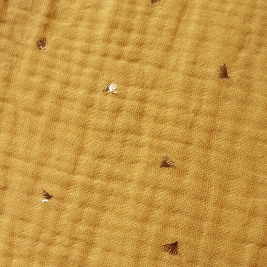 gaze de coton oeko-Tex sinnlig miel imprimé éventails dorés tissu idéal pour coudres des tenues légères pour l'été