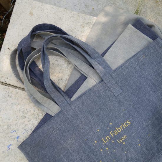 Sac de plage, sac shopping, sac week end, cabas en tissu coton lin accessoire indispensable pour cet été gris bleu ardoise