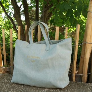 Sac de plage, sac shopping, sac week end, cabas en tissu coton lin accessoire indispensable pour cet été gris, gris bleu, gris vert, céladon, aqua, bleu