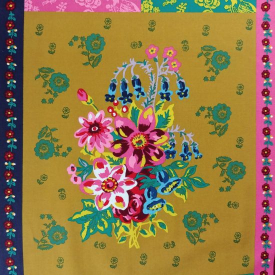 Un dimanche à la campagne coton imprimé Nathalie Lété pour Free Spirit, motif chat, oiseau fleurs ideél pour la déco linge de maison