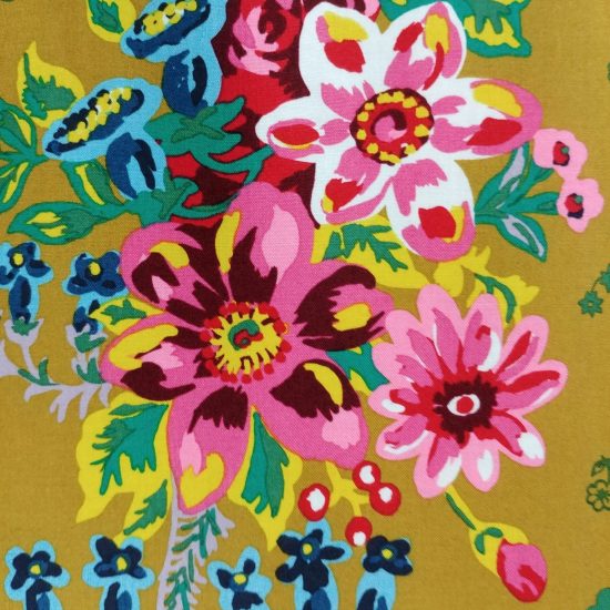 Un dimanche à la campagne tissu imprimé Nathalie Lété pour Free Spirit, motif chat, oiseau fleurs, guirlandes idéall pour la déco linge de maison