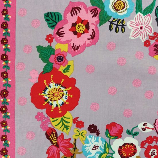 Un dimanche à la campagne tissu imprimé Nathalie Lété pour Free Spirit, motif chat, oiseau fleurs, guirlandes idéall pour la déco linge de maison