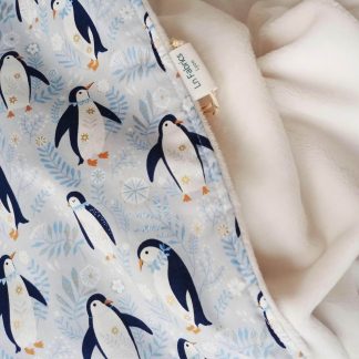 couverture épaisse chaude pour bébé tissu imprimé pingouins banquise doublé tissu polaire