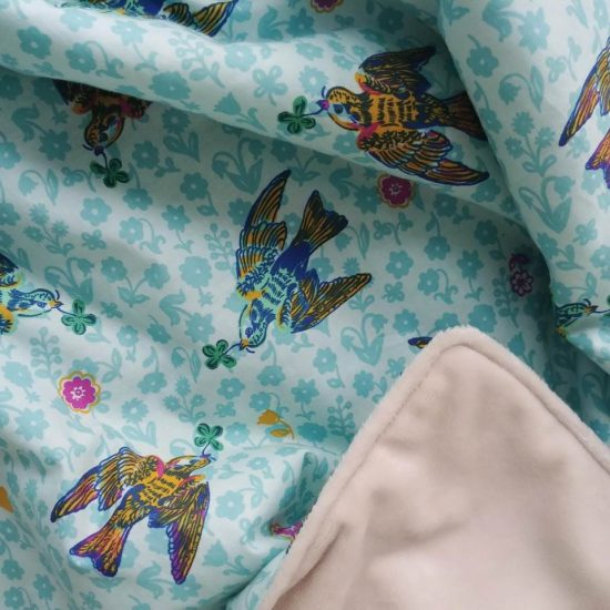 couverture épaisse chaude pour bébé tissu imprimé oiseaux doublé tissu polaire