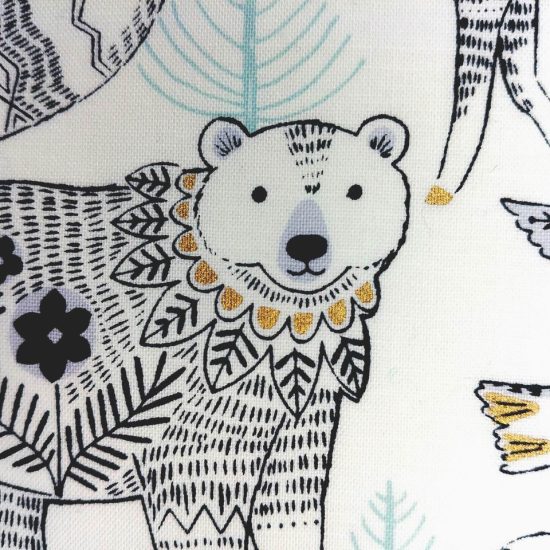 Coton oeko-tex imprimé dashwood studio ours polaire sur fond blanc