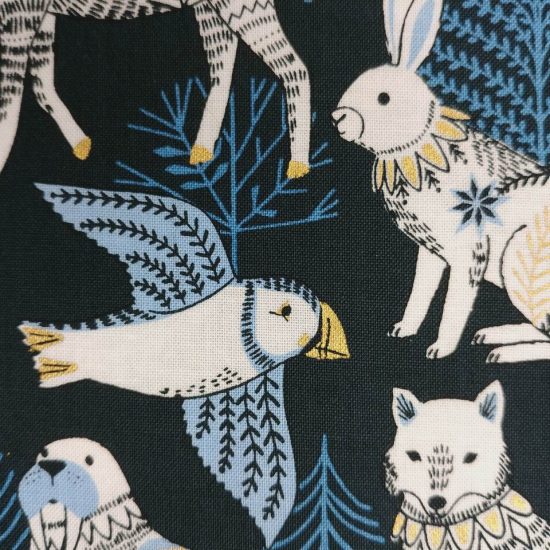 tissu creatif imprimé oeko-tex dashwood studio morse lapin sur fond gris