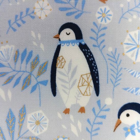 Coton Oeko Tex Arctic Dashwood Studio imprimé pingouin original createur couleurs gris bleu blanc