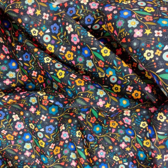 Tissu coton motif floral oeko-tex fleurs multicolores tree of life Dashood Studio