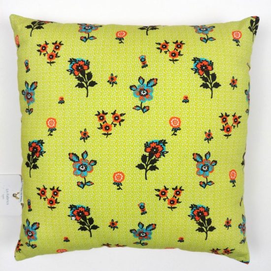 mini coussin tissu Nathalie Lété fond jaune motif floral champêtre