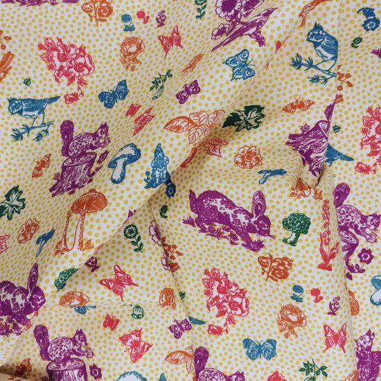 coton imprimé Nathalie Lété gai et coloré parfait pour les projets de couture enfant, vêtemnt et décoration chambre enfant