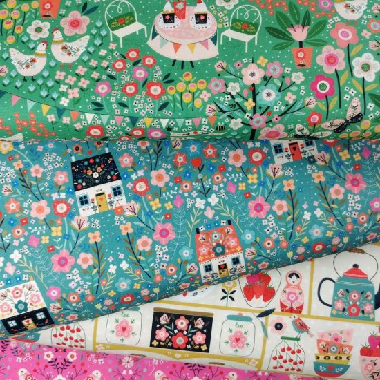 Strawberry Tea tissus imprimés en coton Oeko-Tex Dashwood Studio colorés joyeux parfait pour la couture créative, accessoires femmes vêtement enfant