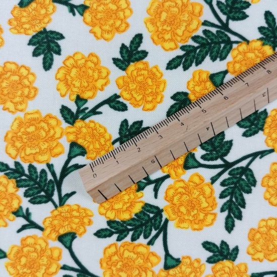 coton imprimé rifle paper co motif fleuri joyeux fleurs jaune d'or parfait pour la couture créative