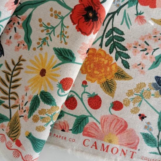 tissu coton lin Rifle Paper Co Canvas Camount imprimé floral et champêtre parfait pour la décoration interieure