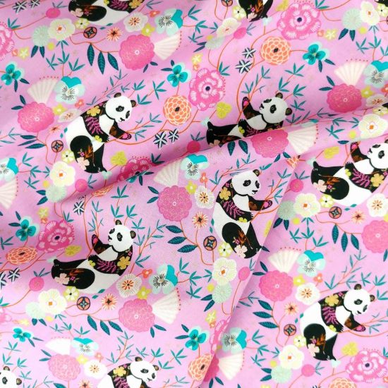 tissu imprimé panda Blossom Days Oeko Tex Dashwood studio couture créative