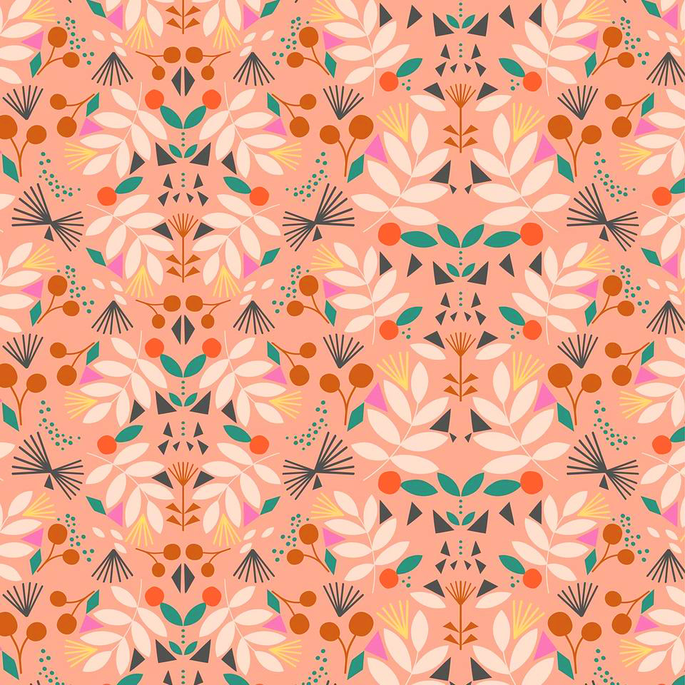 Tissu imprimé dashwood studio our planet feuillages oranger