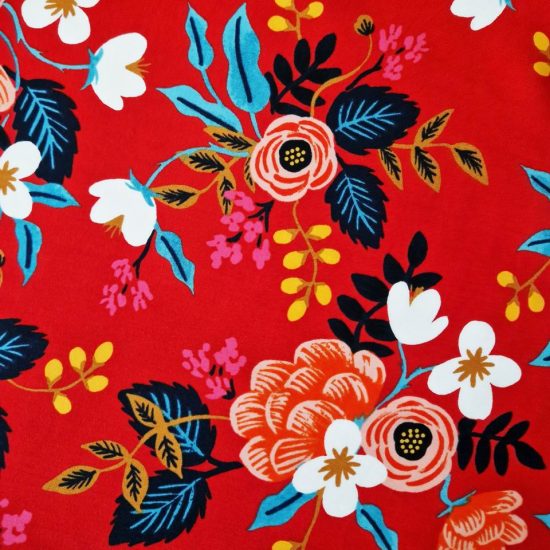 motif floral viscose rifle paper co rouge blanc rose jaune