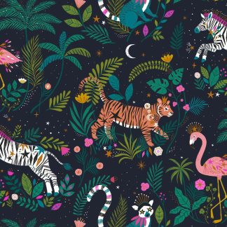 tissu imprimé jungle luxe dashwood studio zebre tigre flamand rose