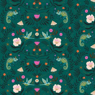 tissu imprimé coton jungle luxe dashwood studio fleurs colibri iguanes