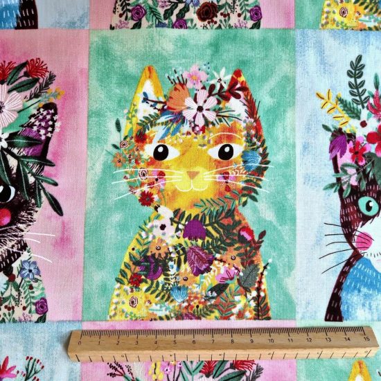 tissu coton imprimé free spirit portraits de chat tissu creatif pour la couture