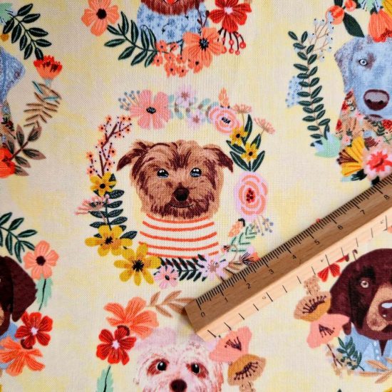 coton imprimé portrait de chien parfait pour la couture créative