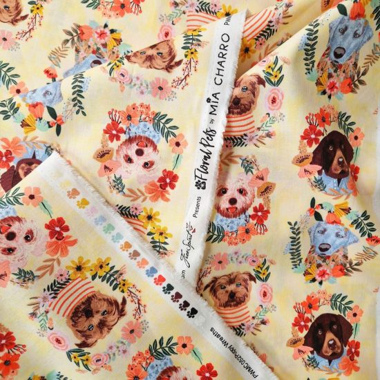 tissu imprimé chiens de Mia Charro pour ree Spirit joyeux et coloré