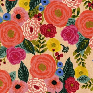 tissu canvas lin coton rifle paper co imprimé english garden fleurs multico