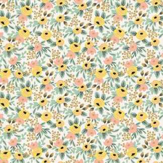 coton imprimé Rifle Paper co semis de mini fleurs pastels jaune rose vert