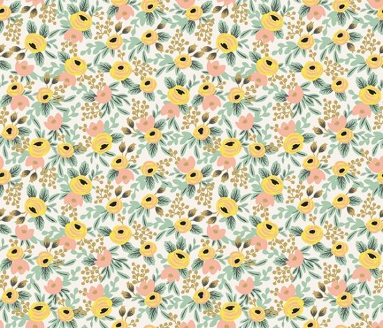 coton imprimé Rifle Paper co semis de mini fleurs pastels jaune rose vert