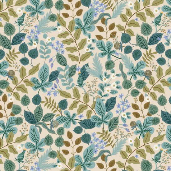 tissu coton vintage garden rifle paper co imprimé feuilles vert sur fond écru