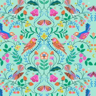 Songbird tissu imprimé dashwood studio oiseaux fleurs le printemps