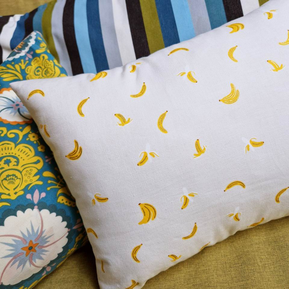 Coussin mini imprimé coton motifs banane rifle paper co