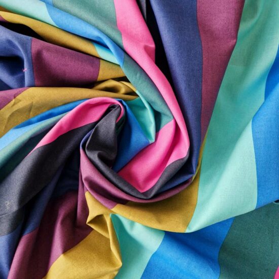 Tissu en coton imprimé créateurs rayures colorées et subtiles pour la couture créative le patchwork