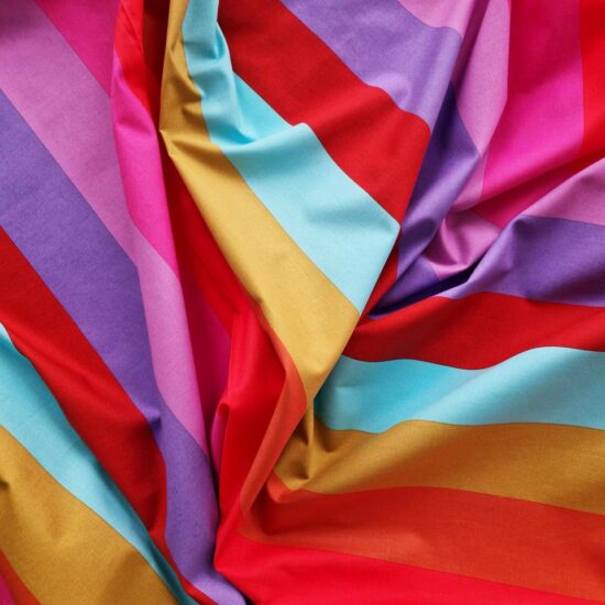 Tissu en coton imprimé rayures rose rouge orangepour la couture créative le patchwork