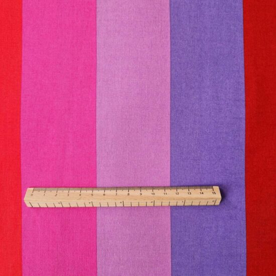 tissu coton imprimé à rayures larges fuschia lilas parme orange fuschia