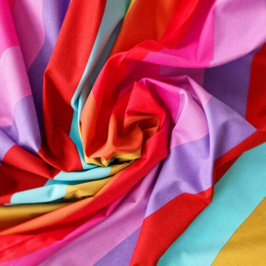 Tissu en coton imprimé rayures rose rouge orangepour la couture créative le patchwork