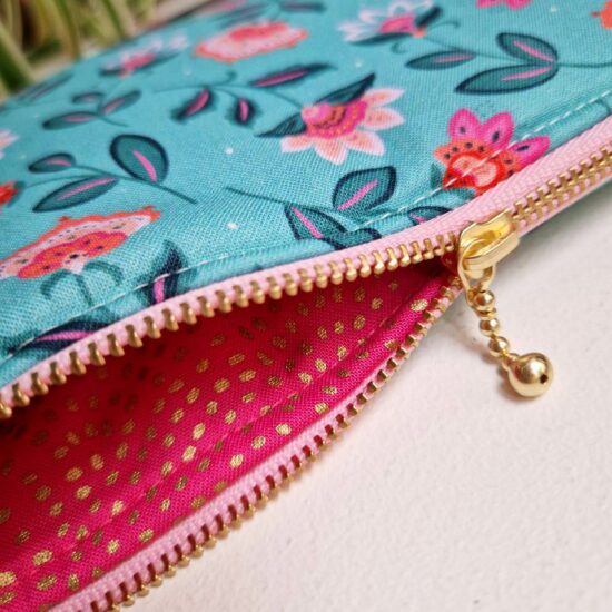 Doublure dashwood studio en coton rose fuschia imprimé points dorés métallisés joli curseur doré triple billes fabrication française