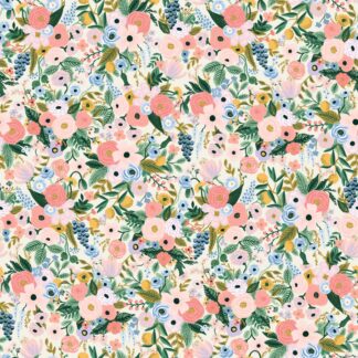 tissu viscose Rifle Paper Co imprimé fleuri Orchard fleurs multi pastels mini fond écru