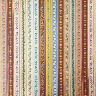 Tissu Rifle Paper Co à rayures de fleurs multicolores couleurs chaudes pastels terracota blush rose poudré jaune d'or vert amande