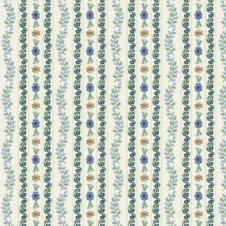 tissu rifle paper co collection english Rose rayures de fleurs bleu vert amande et bleu lavande couleurs pastels douces